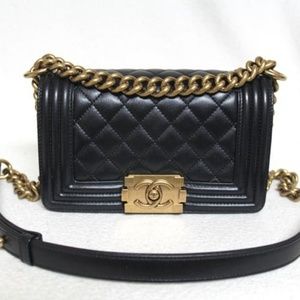 CHANEL Boy Small Black Aged Gold Hardware Bag